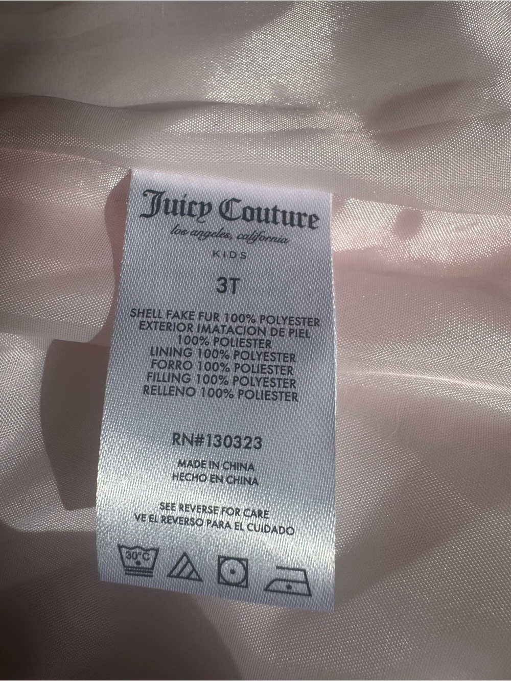 Juicy Couture Toddler Faux Fur Coat Pink Rosette Plush Glam Princess Jacket 3T - Picture 9 of 10
